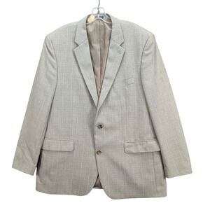 Saddlebred Men's Beige Sport Coat Blazer Jacket Size 48L 2 Buttons Vented Casual